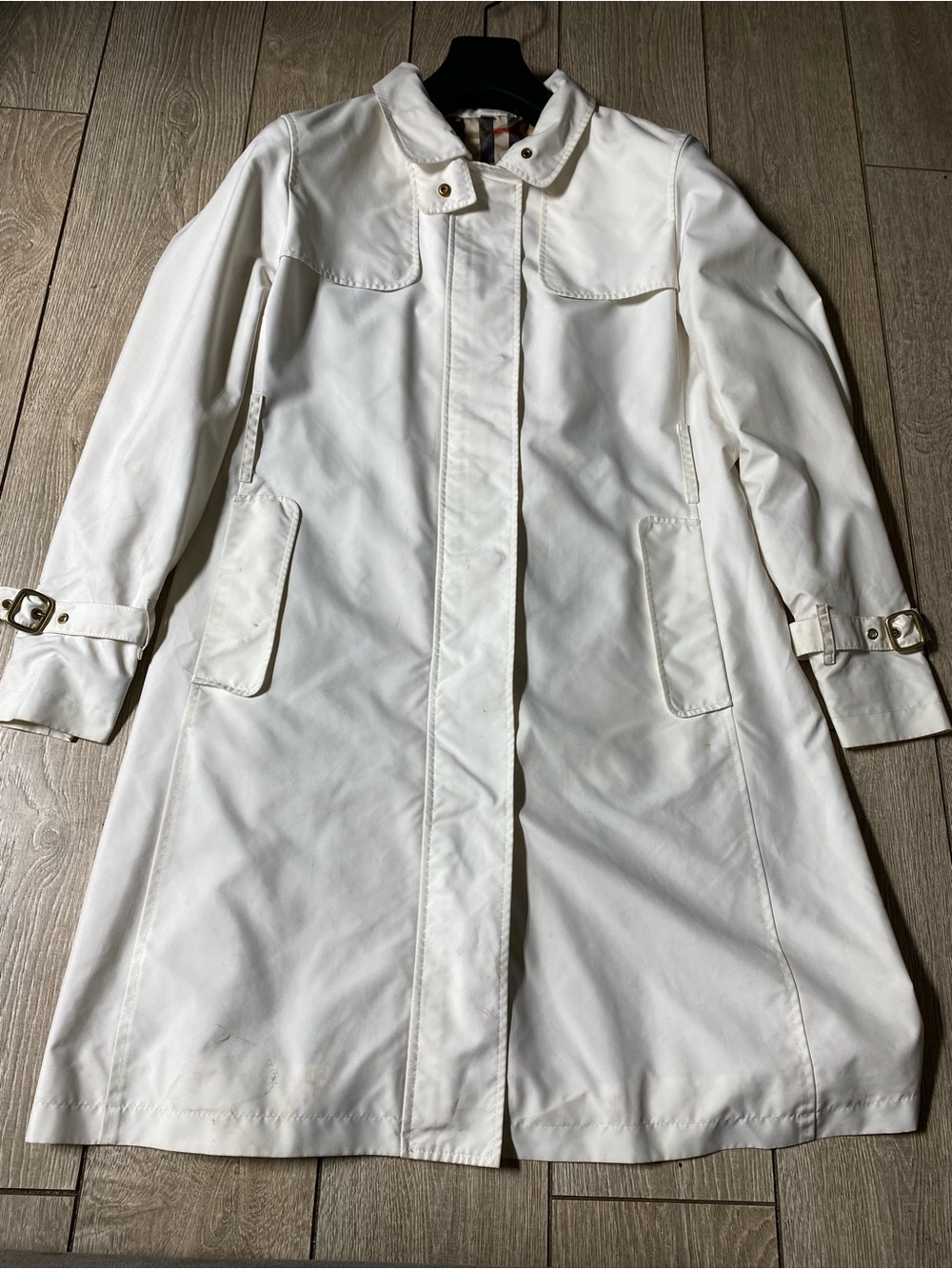 Burberry London Tess White Trench Rain Coat Jacket Mesh Lined Nova Check 10R